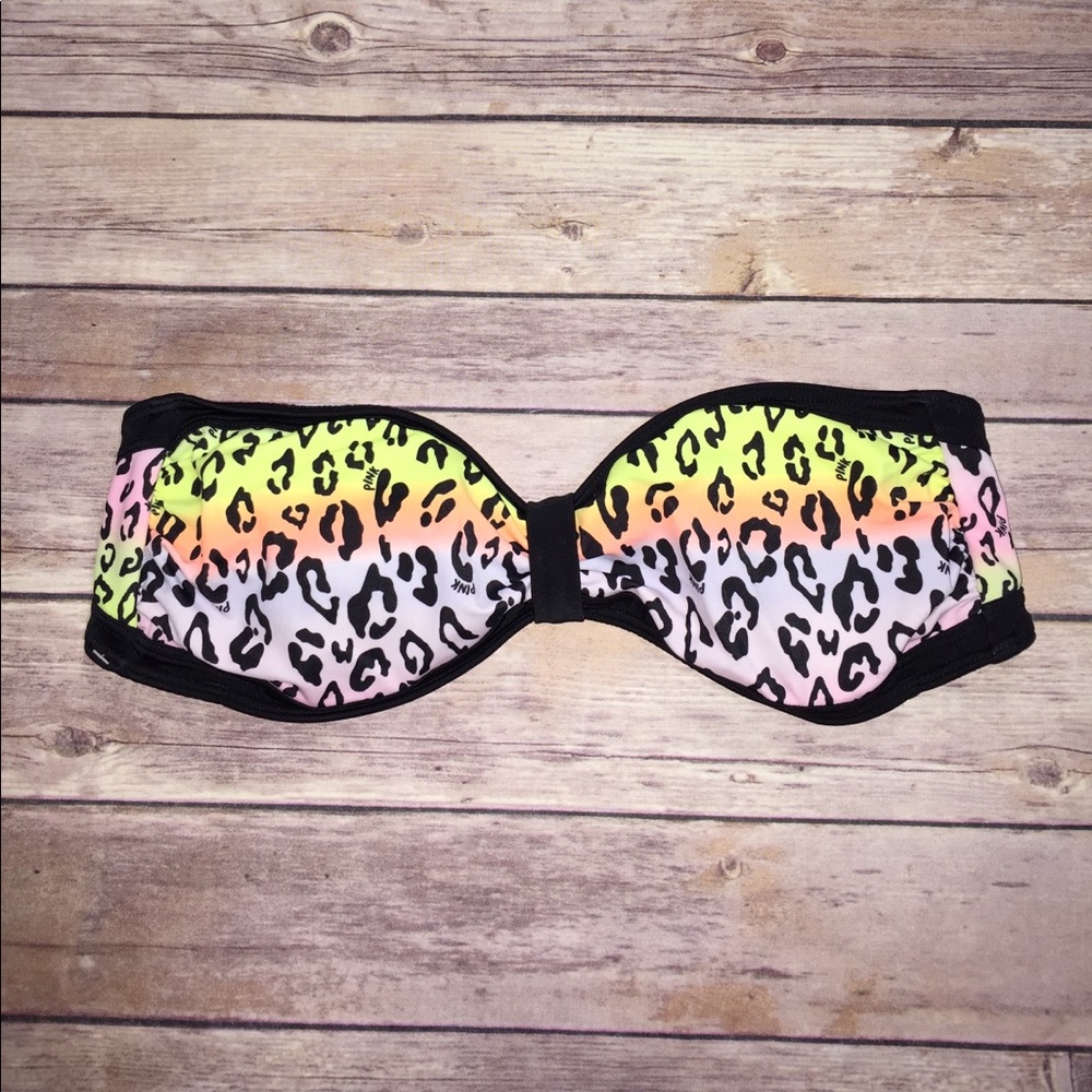 PINK Neon Leopard Bandeau Bikini Top
